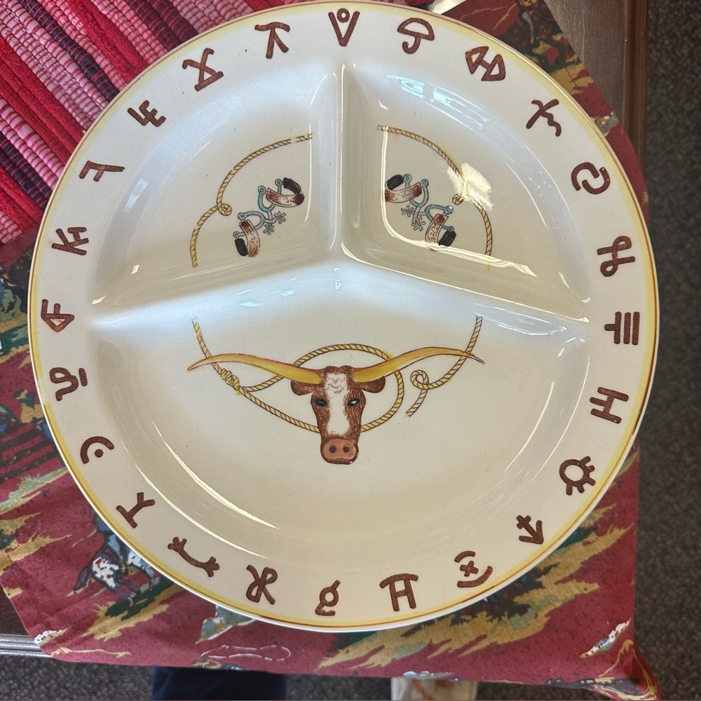 Vintage Fred Roberts Western Themed Divided Plate